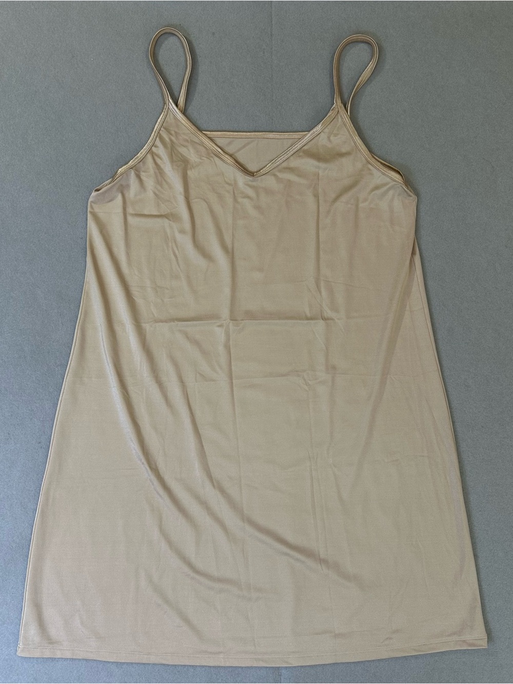 Vanity Fair Beige Slip Chemise with Slim Straps